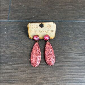 Teardrop pink earrings glitter earrings by Pink Panache